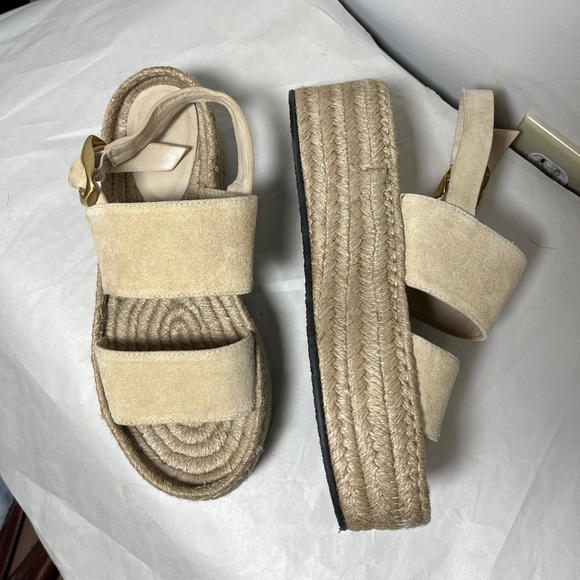 Rag & Bone Odyssey Suede Wedge Sandal Beige Leather Platform Sandals Size 8 - Picture 4 of 15
